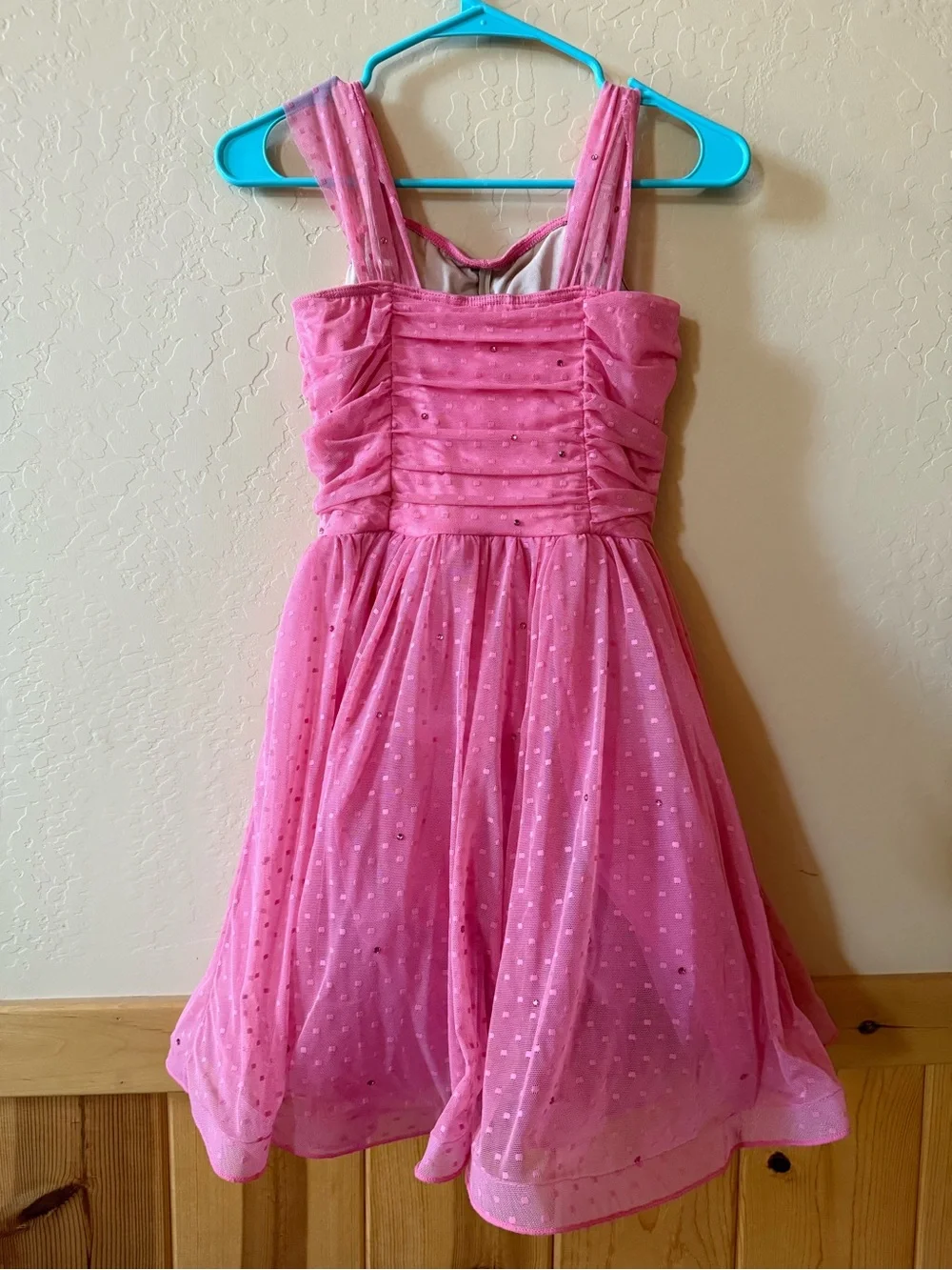 Weissman Pink Rhinestone Lyrical Dance  Costume w/ White Gloves Child Large LC